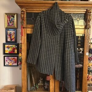 Garnet Hill houndstooth boiled wool sweater coat